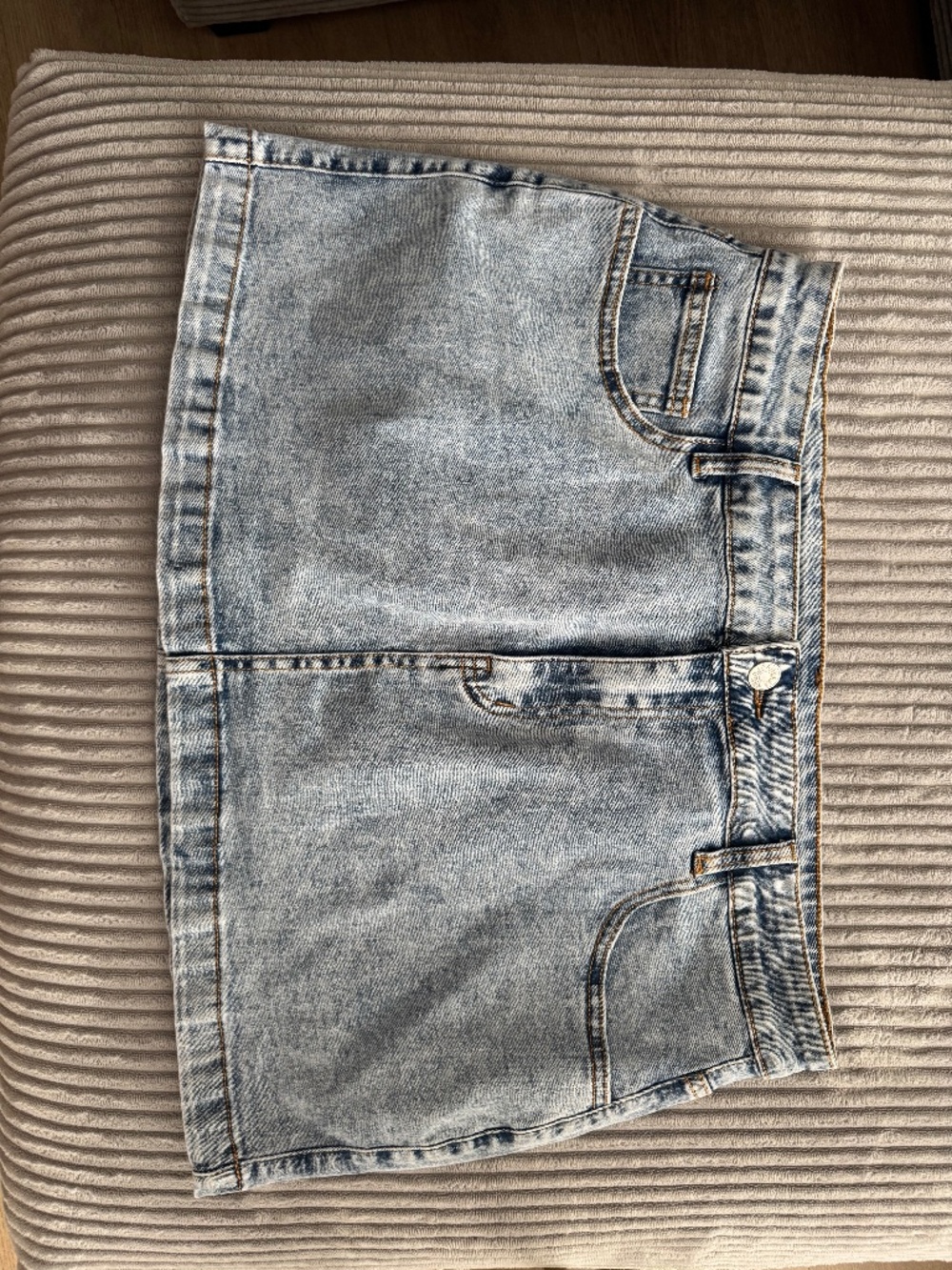 BISUAL Blue Denim High Waisted Mini Skirt High-Low Sz XL